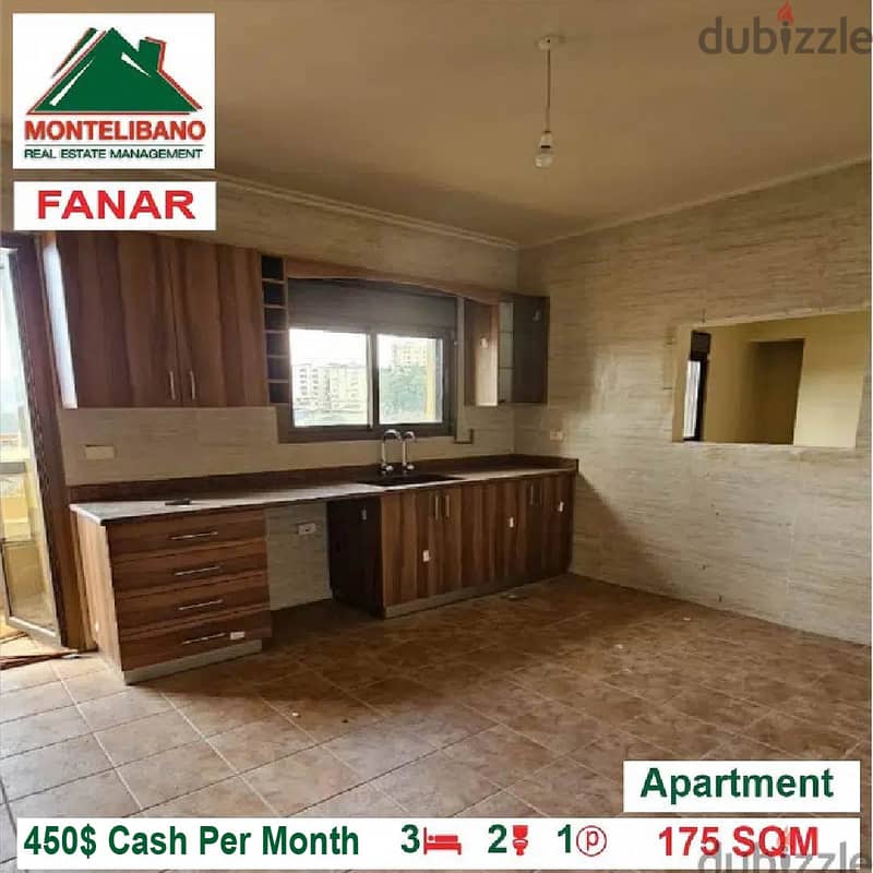 450$/Cash Month!! Apartment for rent in Fanar!! 3