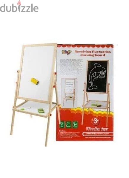 2 In 1 Natural Solid Wooden Revolving Fluctuation Double Drawing Board 2