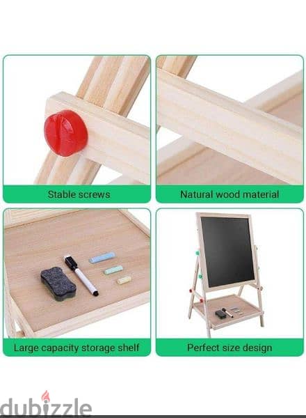 2 In 1 Natural Solid Wooden Revolving Fluctuation Double Drawing Board 3
