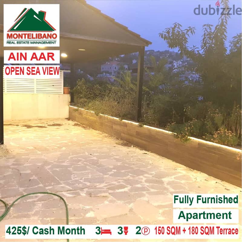 425$/Cash Month!! Apartment for rent in Ain Aar!! Open Sea View!! 2