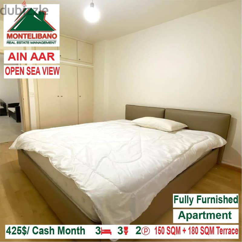 425$/Cash Month!! Apartment for rent in Ain Aar!! Open Sea View!! 3