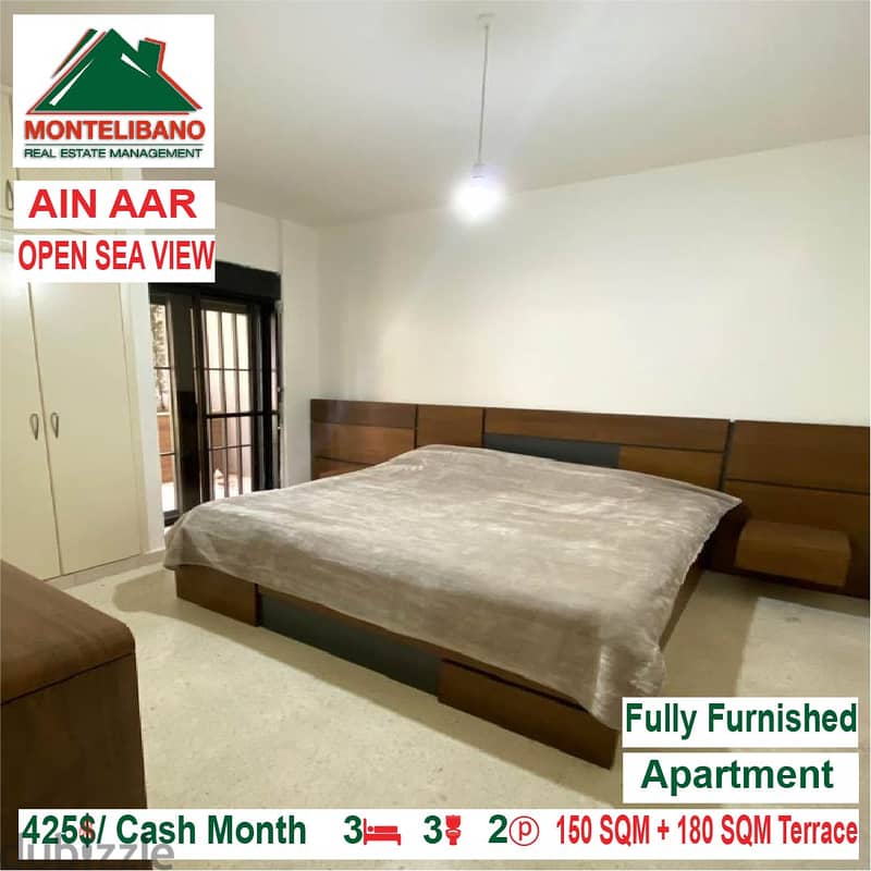 425$/Cash Month!! Apartment for rent in Ain Aar!! Open Sea View!! 4