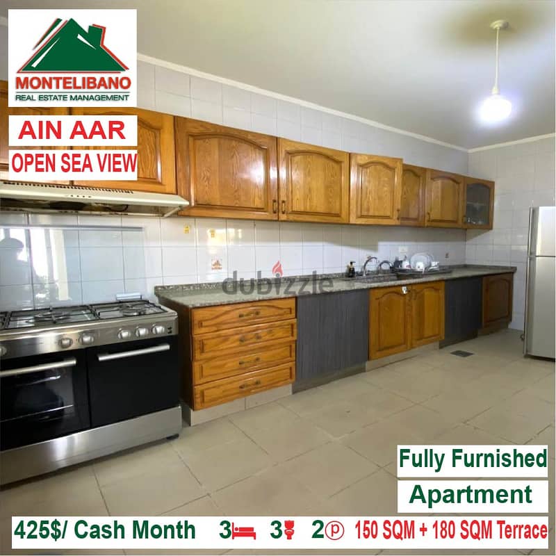 425$/Cash Month!! Apartment for rent in Ain Aar!! Open Sea View!! 5