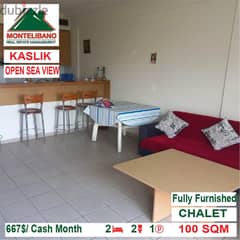 667$/Cash Month!! Chalet For Rent In Kaslik!! Open Sea View!!