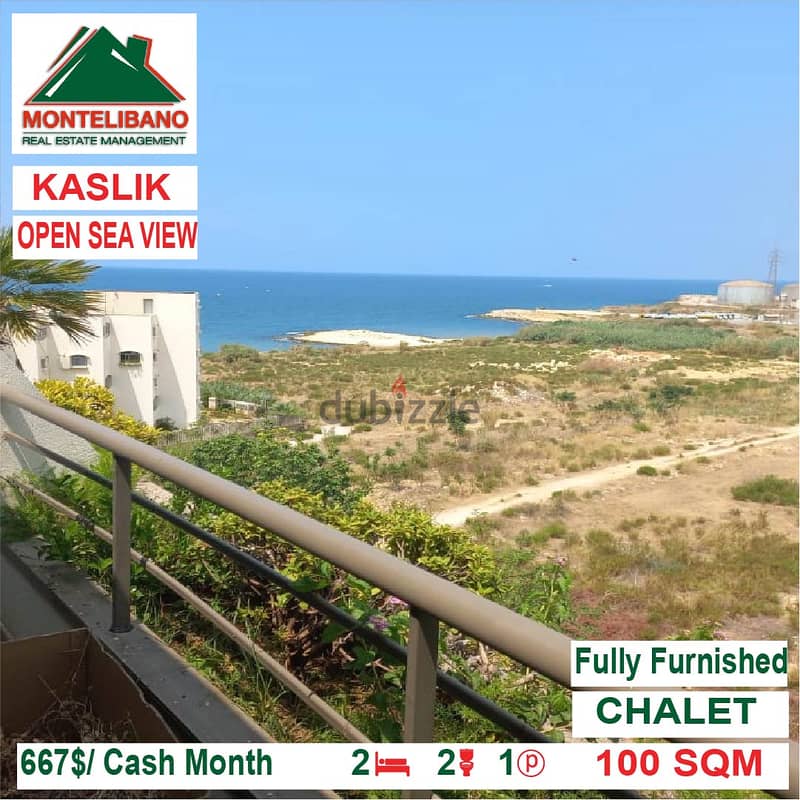 667$/Cash Month!! Chalet For Rent In Kaslik!! Open Sea View!! 1