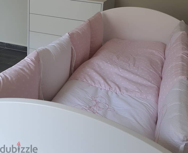Baby bed + Mattress + beddings and tour de lit (Les Ptis Bobo) 1