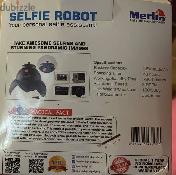 Merlin selfie robot partially used 4