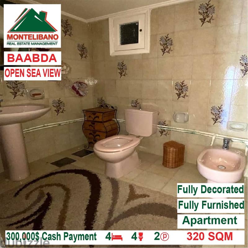 300,000$ Cash Payment!! Apartment for sale in Baabda!! Open Sea View!! 5