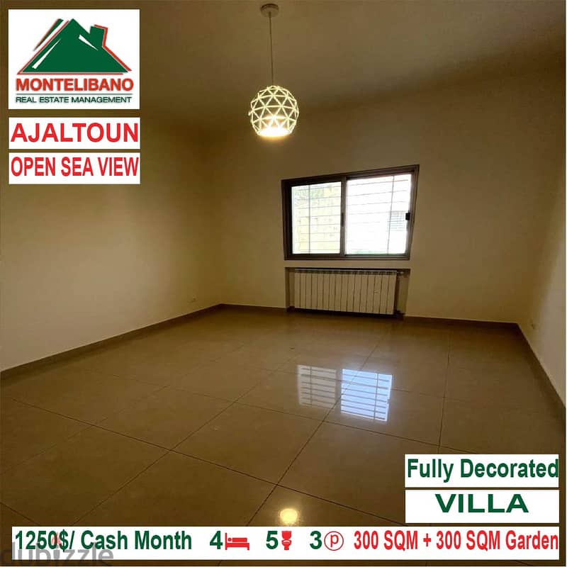 1250$/Cash Month!! Villa For Rent In Ajaltoun!! Open Sea View!! 2