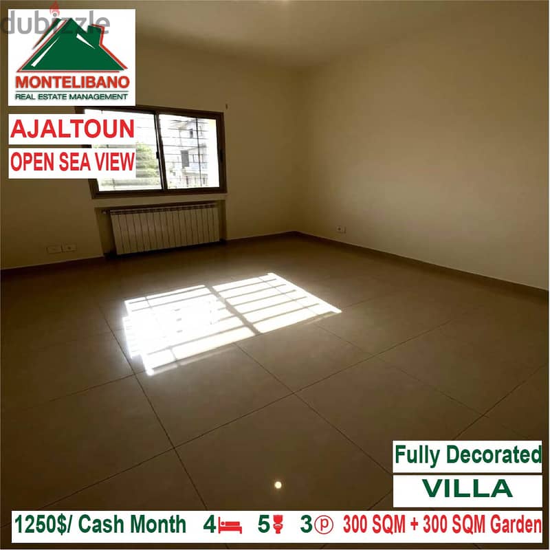 1250$/Cash Month!! Villa For Rent In Ajaltoun!! Open Sea View!! 3