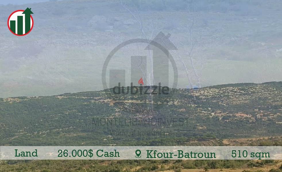 26.000$Cash Payment!Land for sale in Kfour-Batroun! 0