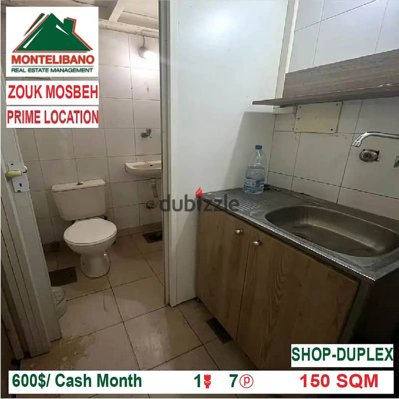 600$/Cash Month! Shop Duplex for rent in Zouk Mosbeh! Prime Location! 2