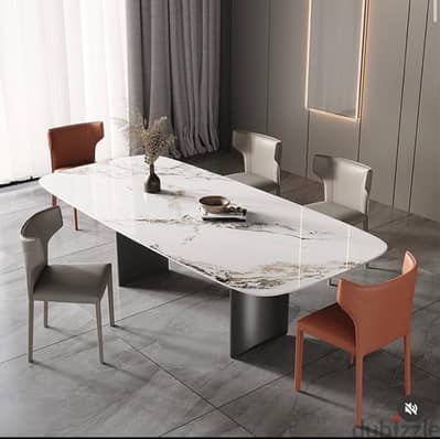 Marble Top Dining Table Carbon Steel Base WhatsApp 71379837