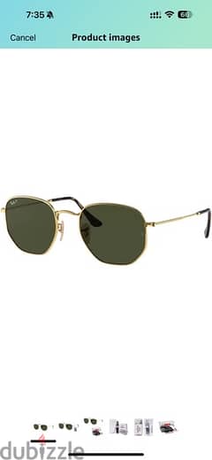 rayban rb3548 hex 51mm gold on green lens(polarized)