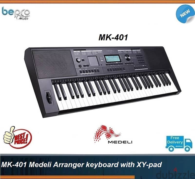 MK401 Medeli Arranger keyboard, 61 touch sensitive keys, 2 x 15 watt 0