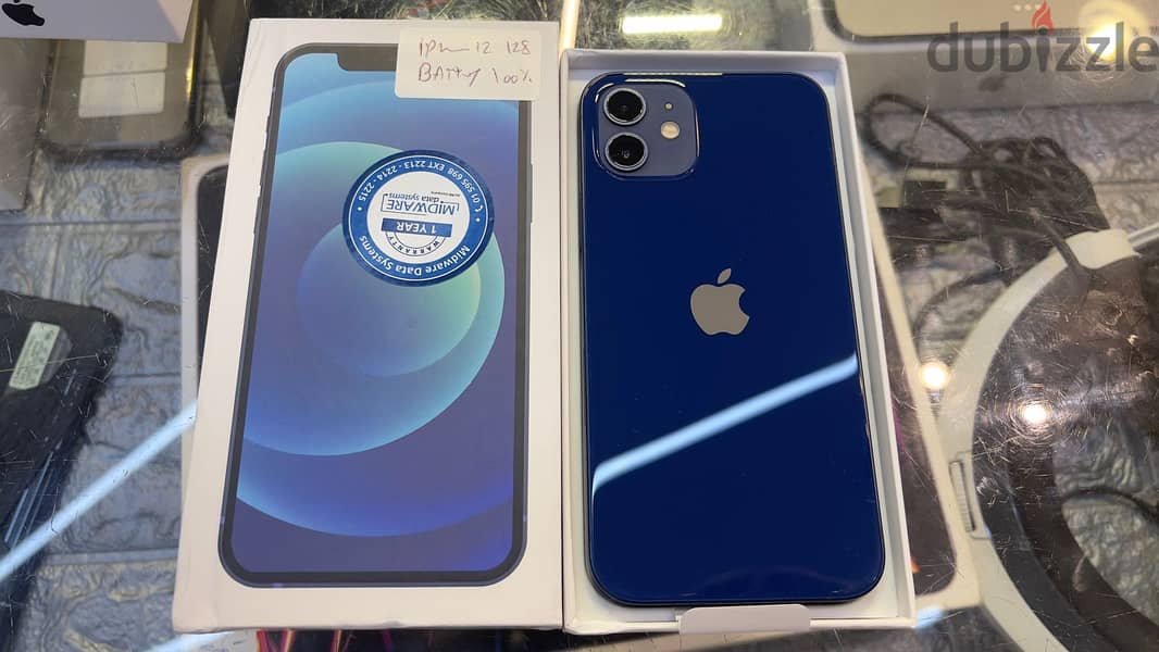 Open box iPhone 12 128gb Blue Battery health 100% great & new price 1