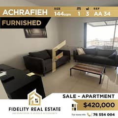 Furnished apartment for sale in Achrafieh AA34 0