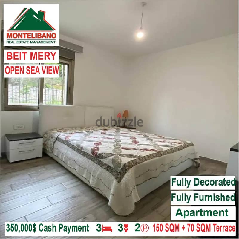 350,000$ Cash Payment! Apartment for sale in Beit Mery! Open Sea View! 5