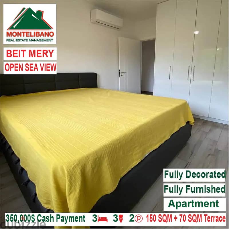 350,000$ Cash Payment! Apartment for sale in Beit Mery! Open Sea View! 6