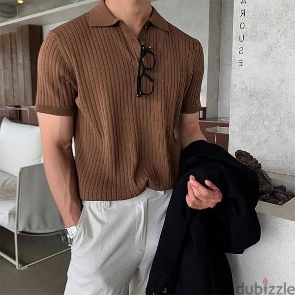 Polo brown semi compression shirt 1