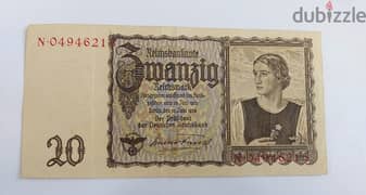 Nazi German Hilter Banknote very fine WW2عملة ورقية الماني نازي 0