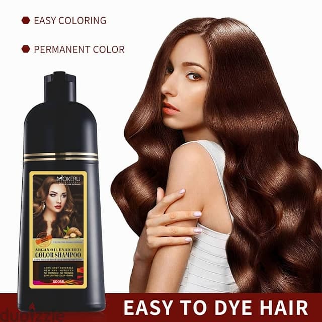 Mokeru Argan Hair Dye Shampoo, White Hair Color Dye, 500ml 1