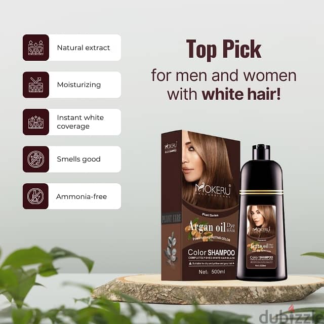 Mokeru Argan Hair Dye Shampoo, White Hair Color Dye, 500ml 2