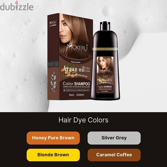 Mokeru Argan Hair Dye Shampoo, White Hair Color Dye, 500ml 3