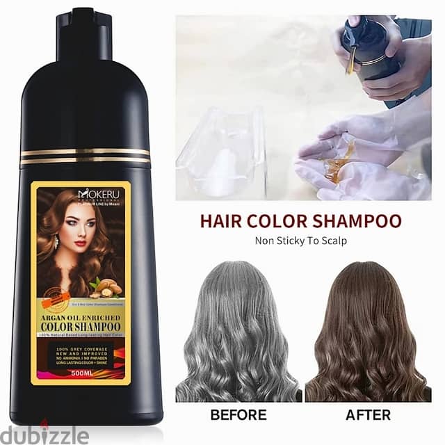 Mokeru Argan Hair Dye Shampoo, White Hair Color Dye, 500ml 5
