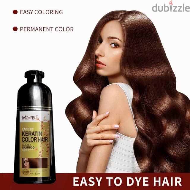 Mokeru Keratin Hair Dye Shampoo, White Hair Color Dye, 500ml 2
