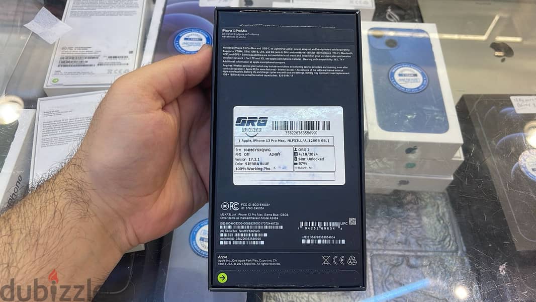Open box iPhone 13 pro Max 128gb Sierra Blue Battery Health 87% 1