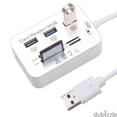 3 Port USB 3.0 Hub with Card Reader MS SD M2 TF Multi-in-1 Memory Adap