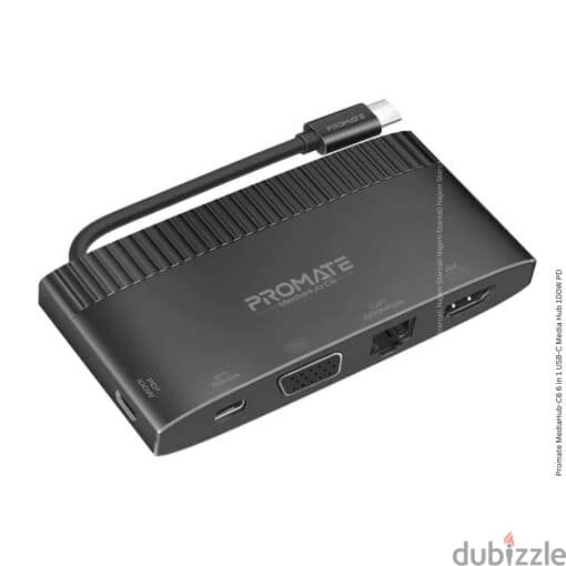 Promate MediaHub-C6 6 in 1 USB-C Media Hub 100W PD 2