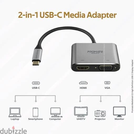 Promate MediaHub-C2 High Definition USB-C Display Adapter 1