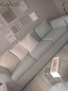 baby blue leather living room
