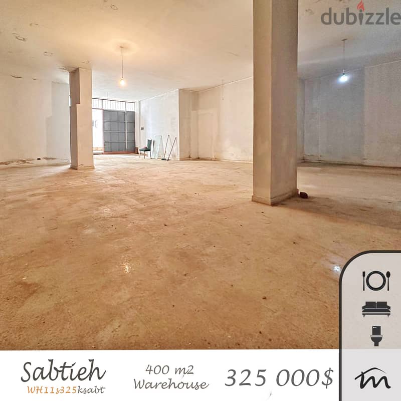 Sabtiyeh | 400m² Warehouse | High Ceiling | Easy Access | Prime 0