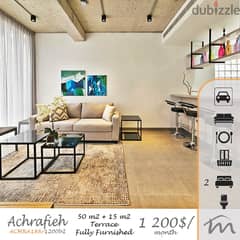 Ashrafieh | Furnished 50m² + 15m² Terrace | Underground Parking Lot 0