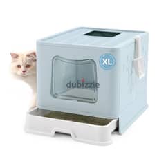 Bolux Foldable Cat Litter Box with Lid, Extra Large Litter Box 0