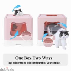 Bolux Foldable Cat Litter Box with Lid, Extra Large with Scoop 0