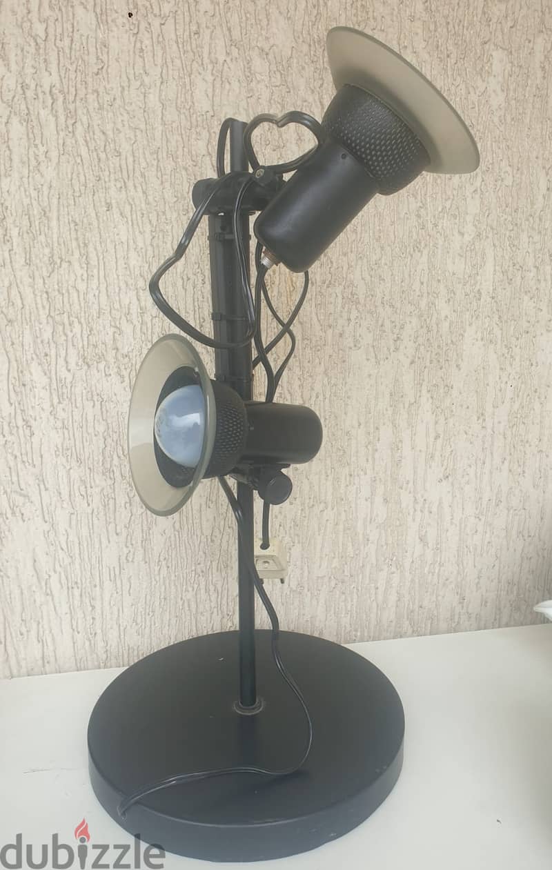 vintage black metal adjustable floor lamp, mid century item, Germany 1