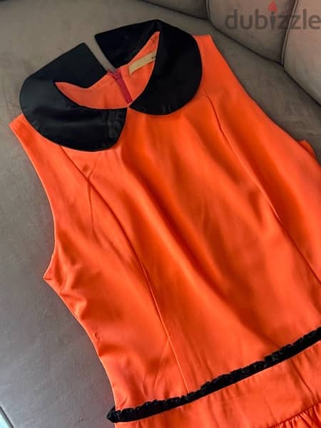 Neon Orange dress with black details 1