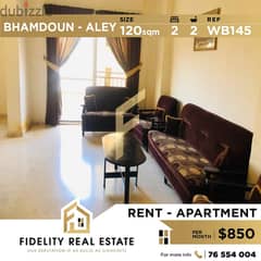 Furnished apartment for rent in Bhamdoun Aley WB145 0