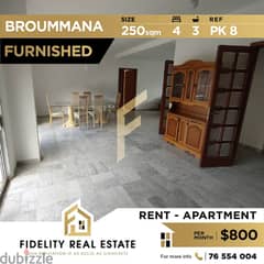 Apartment for rent in Broummana furnished PK8