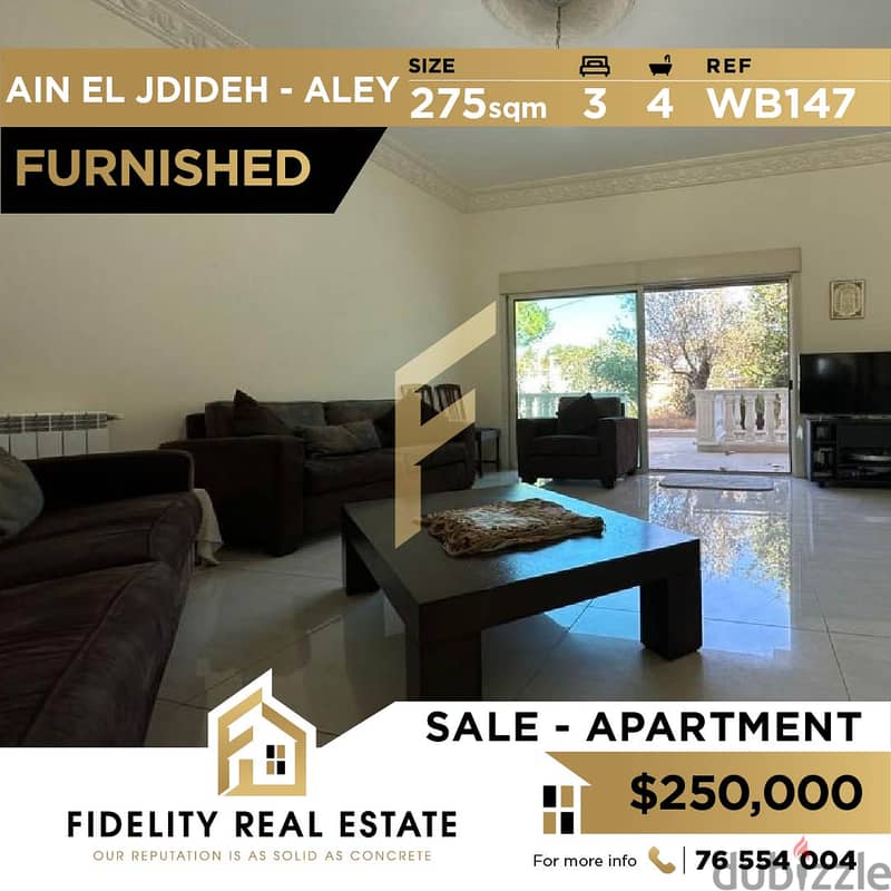 Apartment for sale in Ain El Jdideh Aley - Furnished WB147 0