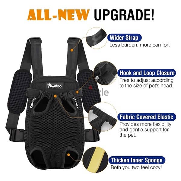 Pawaboo Pet Carrier Backpack, Medium Black 1
