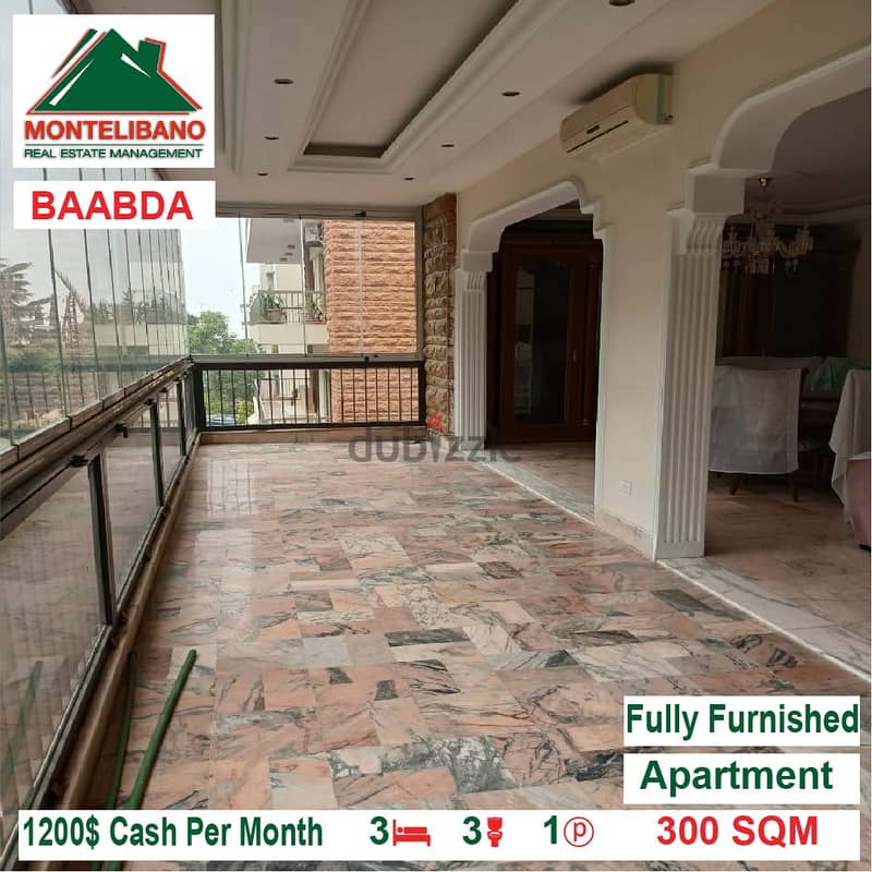 1200$!!! Fully Furnished Apartment for rent located in Baabda 2