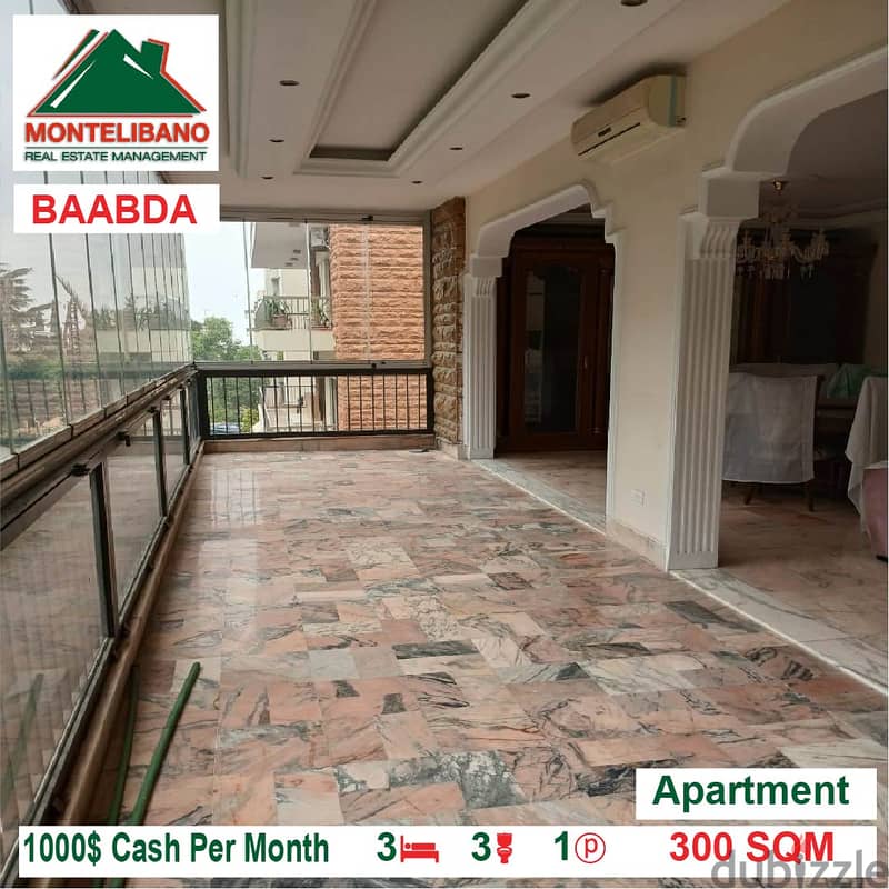 1000$!! Apartment for rent located in Baabda 2