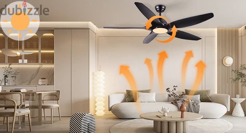 Newday 60 inch Black Ceiling Fan with Light Remote Control 5