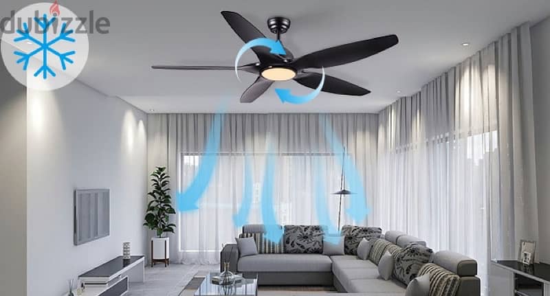 Newday 60 inch Black Ceiling Fan with Light Remote Control 6