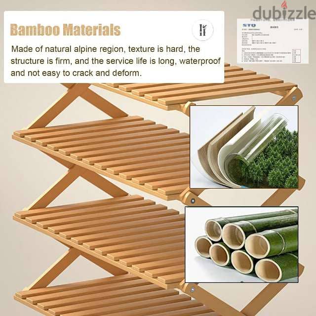 4-Layer Bamboo Shoes Rack, Foldable Shoe Stand Organizer 1